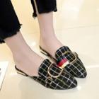 Pointed Plaid Mules