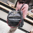 Faux Leather Pattern Strap Backpack