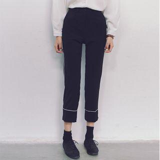 Cropped Contrast-trim Pants