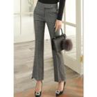 Slit Glen-plaid Boot-cut Dress Pants