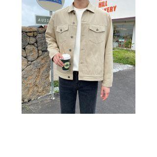 Metallic-button Cotton Trucker Jacket