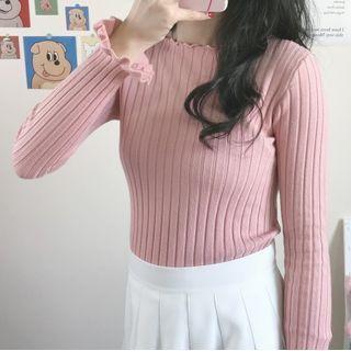 Lettuce Edge Plain Knit Top