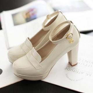 Ankle-strap Patent Pumps