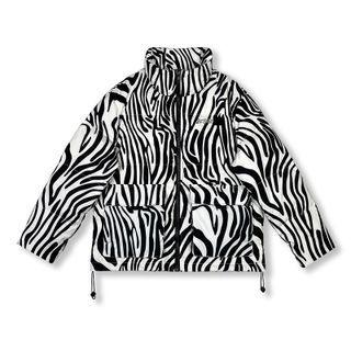 Zebra Print Padded Zip Jacket