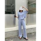 Plus Size Set: Wrap-back T-shirt + Pants