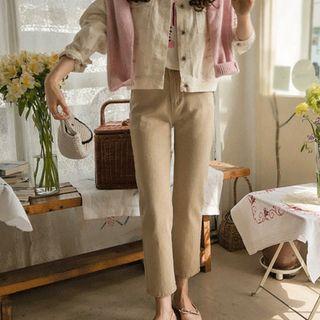 Dual-pocket Floral Trucker Jacket
