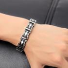 Cross Stainless Steel Bracelet Gs957 - Silver & Black - One Size