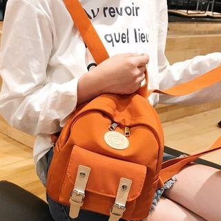 Plain Button Zip Backpack