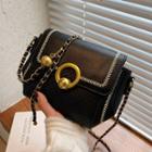 Faux Leather Flap Crosssbody Bag