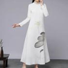 Traditional Chinese Long-sleeve Print A-line Dress