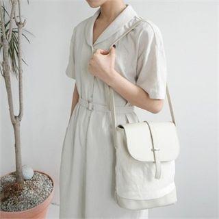 Faux-leather Snap-button Shoulder Bag