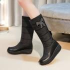 Bow Accent Platform Mid-calf Boots