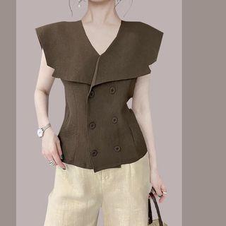 Sleeveless Collar Blouse