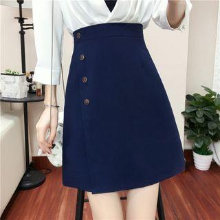 Asymmetrical High-waist A-line Midi Skirt