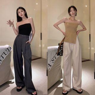 Plain Tube Top / Wide-leg Dress Pants