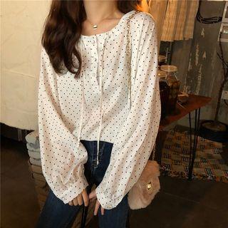 Dotted Bow Detail Blouse