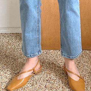 Cylinder-heel Strappy Mules