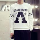 Long Sleeved Lettering Star Printed Pullover