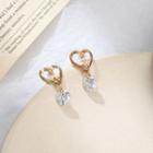 Heart Alloy Rhinestone Dangle Earring 1 Pair - Gold - One Size