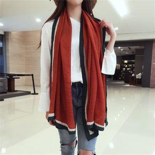 Contrast Trim Linen Cotton Shawl