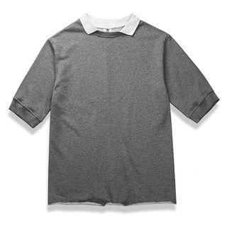 Collared Elbow Sleeve Pullover