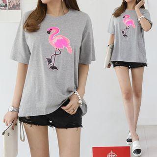 Flamingo Sequined T-shirt