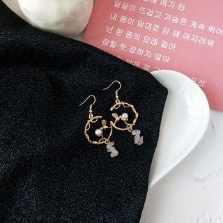Faux Pearl & Gemstone Bird Dangle Earring