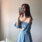 Lantern-sleeve Off-shoulder Shirred Dress