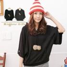 Pompom-accent Fleece-lined Pullover