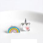 925 Sterling Silver Unicorn & Rainbow Earring Earrings - One Size