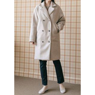 Drop-shoulder Wool Blend Coat