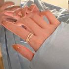 Flower Rhinestone Glaze Layered Alloy Open Ring Ring - Gold - One Size