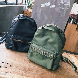 Chain Accent Nylon Backpack