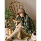 3/4-sleeve Plaid Oversize Shirt
