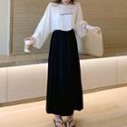 Long-sleeve T-shirt / Maxi Suspender Skirt