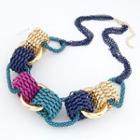 Alloy Interlocking Chunky Chain Necklace Multicolor - One Size