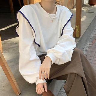 Contrast Trim Ruffled Sweatshirt