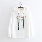 Floral Print Hoodie White - One Size
