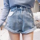 High-waist Rolled Two Tone Pocket Wide Leg Shorts