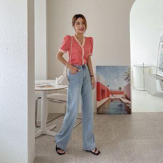 Washed Straight-leg Jeans (3 Types)