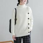 Mock Neck Ribbed Sweater Off-white - One Size