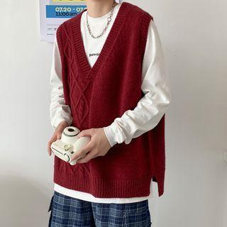 V-neck Cable-knit Loose-fit Top