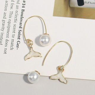 Mermaid Tail Faux Pearl Alloy Earring 1 Pair - White - One Size