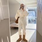 Pocket-front Buckled-strap Jogger Jumpsuit