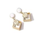 Fashion Simple Plated Gold Geometric Diamond White Earrings Golden - One Size