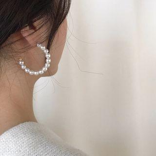 Faux Pearl Layered Hoop Earring