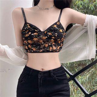 Floral Cropped Camisole Top Floral - One Size