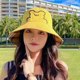 Bear Embroidered Sun Hat