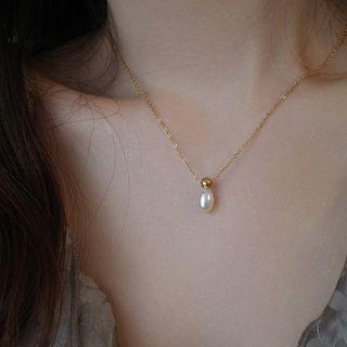 Freshwater Pearl Pendant Alloy Necklace Necklace - Gold - One Size