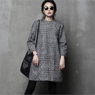 Glen-plaid Wool Blend Mini Dress Black - One Size